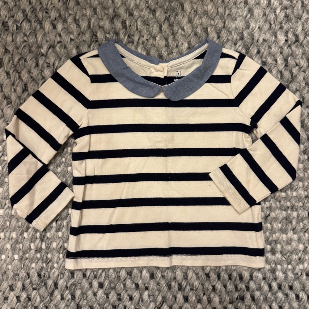 baby Gap | Striped Peter Pan Collar Top, Size 18-24 Months, Nautical, Preppy